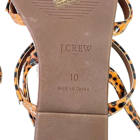 J. Crew Factory Tortoise Ankle Strap Flat Sandals Size 10 RUN SMALL SEE MEASURE - Picture 5 of 7